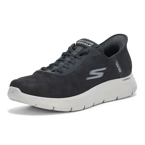 Skechers Go Walk Flex-Smooth Motion Sneaker da Uomo Senza Mani, Nero, 45.5 EU