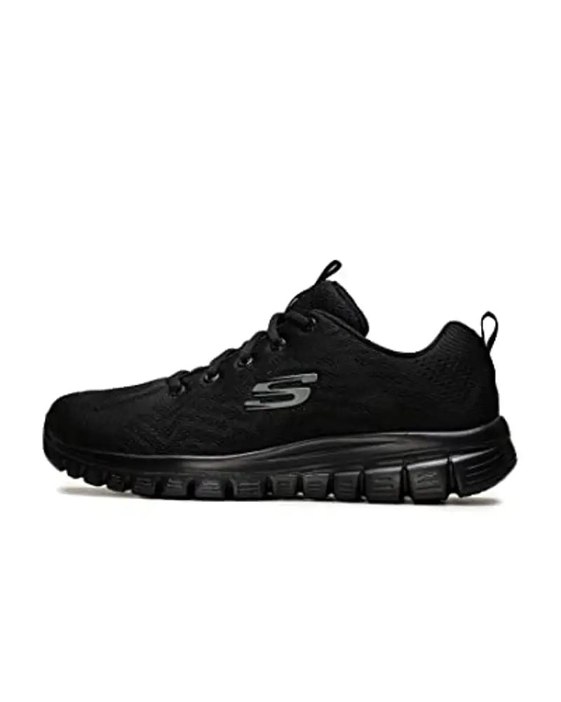 SKECHERS Sneaker Donna Graceful Get Connected, Black Mesh Trim - Taglia 38 EU