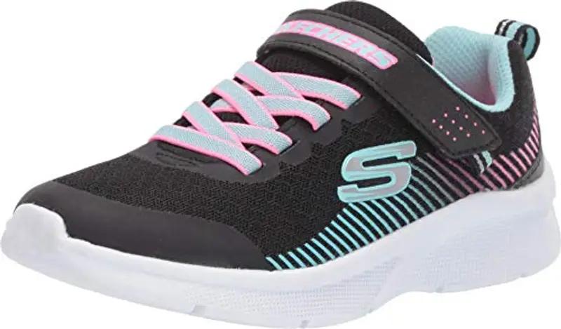 Skechers Microspec, Sneakers Bambine e ragazze, Black Mesh Aqua Neon Pink Trim, 36 EU