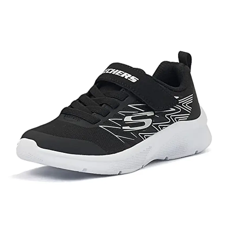 Skechers Microspec Texlor, Sneaker Bambini e ragazzi, Tessuto Nero Finiture In Argento Nero, 34 EU