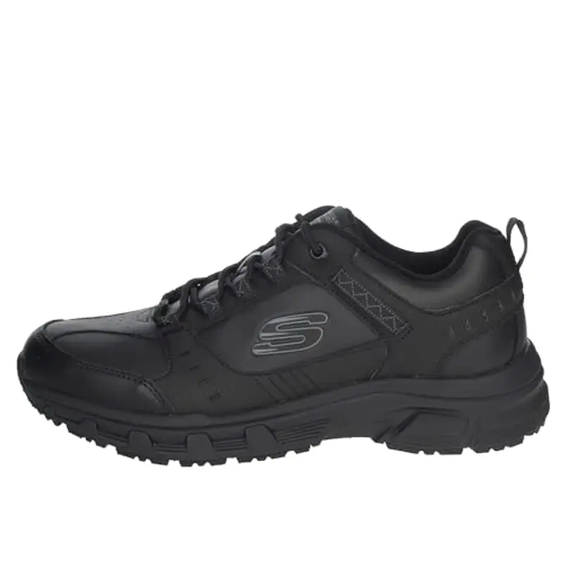 Skechers Oak Canyon Redwick Uomo Formatori, Black Leather Synthetic Textile Black Trim, 46 EU