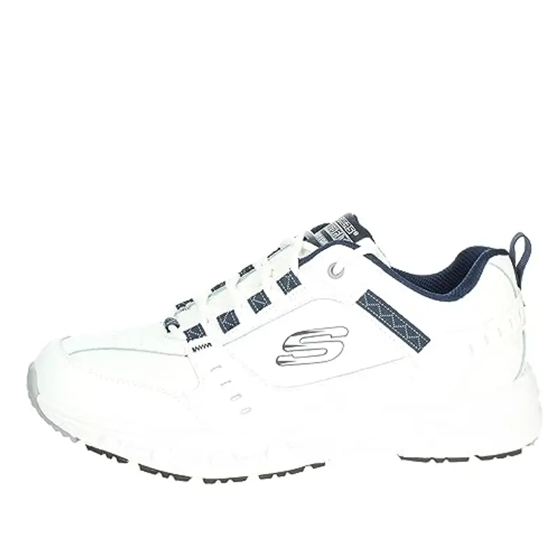 Skechers Oak Canyon Redwick Uomo Formatori, White Leather Synthetic Textile Navy Trim, 46 EU