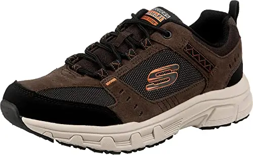 Skechers Oak Canyon, Sneaker Uomo, Chocolate Leather Pu Mesh Black Trim, 42.5 EU