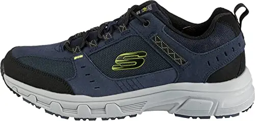 Skechers Oak Canyon, Sneaker Uomo, Navy Leather Pu Mesh Lime Trim, 39.5 EU miniatura 2