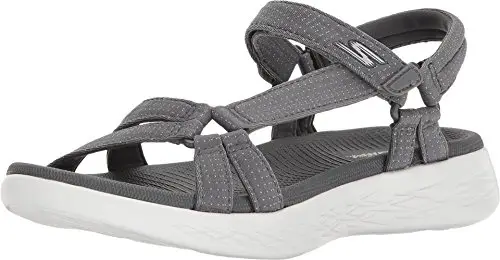 Skechers On-the-go 600 Brilliancy, Sandali Donna, Grigio Charcoal Textile Trim, 39 EU