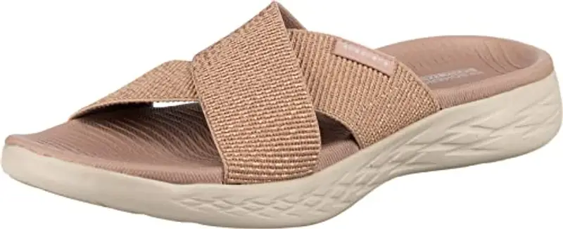 Skechers On-the-go 600, Sandali a Punta Aperta Donna, Rosa Rose Gold Textile Rsgd, 39 EU