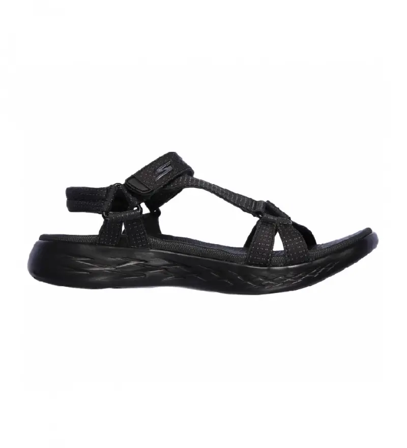 per donna 15316 Sandali On The Go 600 Brilliacy nero (40), Tessuto, Basso, 1 a 3 cm, Velcro, Casual