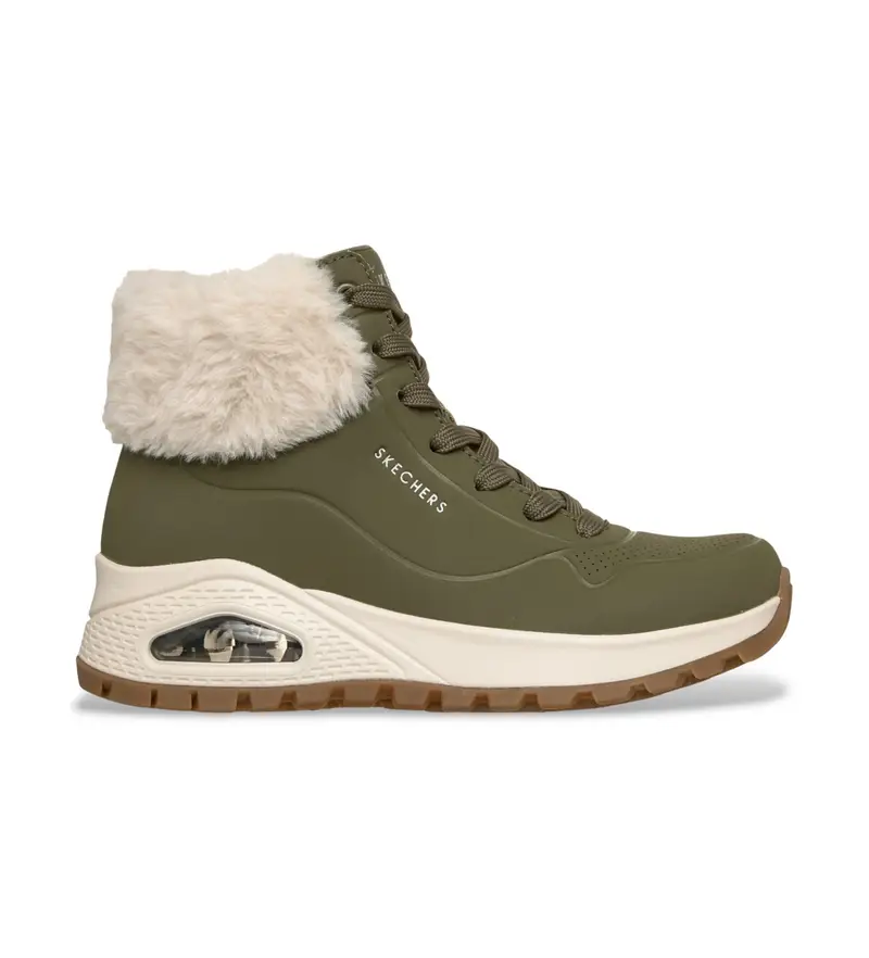 per donna 167274 Stivali verdi Uno Rugged (36), Basso, 1 a 3 cm, Cerniera, Casual, Verde Pelle