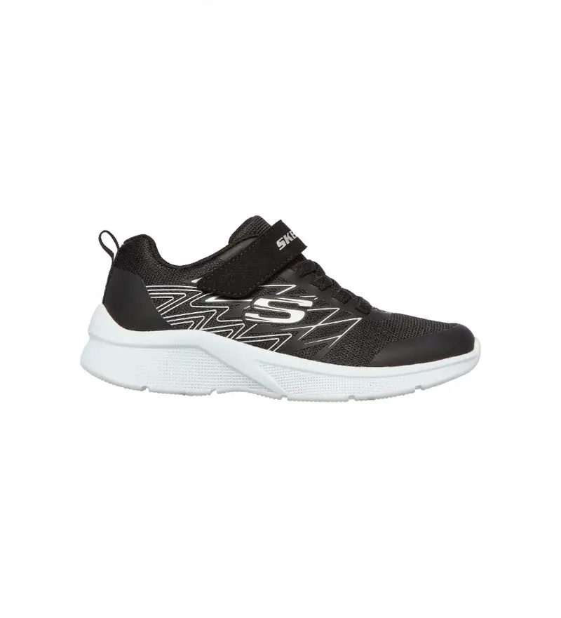 per ragazzo 403770L Scarpe Microspec - Nero Texlor (28), Argento, Tessuto, Basso, Stringhe, Velcro, Casual, Sportivo, Running, Mul