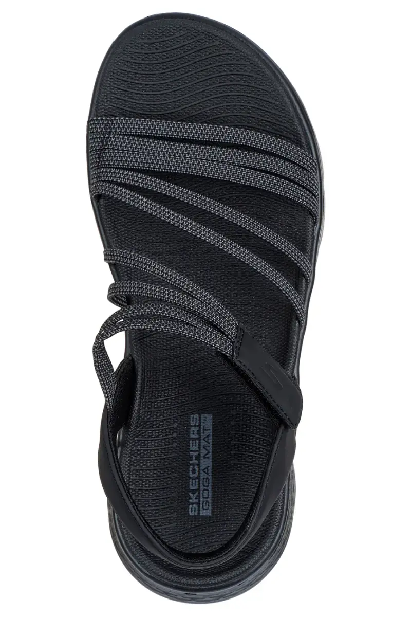 Sandali neri con fasce elastiche e cinturino in velcro Skechers Go walk flex sandal [NERO miniatura 5