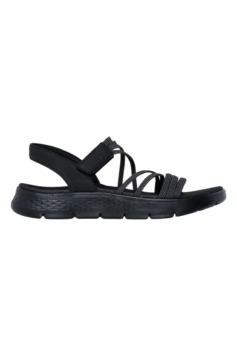 Sandali neri con fasce elastiche e cinturino in velcro Skechers Go walk flex sandal [NERO