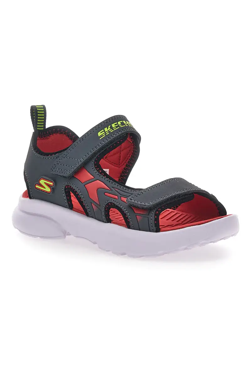 Sandali Neri e Rossi In Tessuto Skechers Razor Splash Aqua Buddies [NERO] miniatura 2