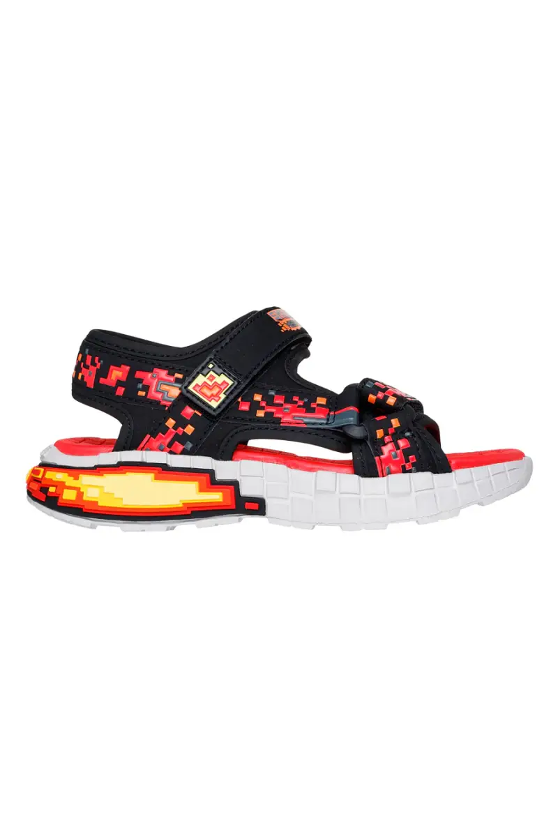 Sandali neri e rossi sportivi con stampa pixel Skechers Mega-Splash 4K [NERO