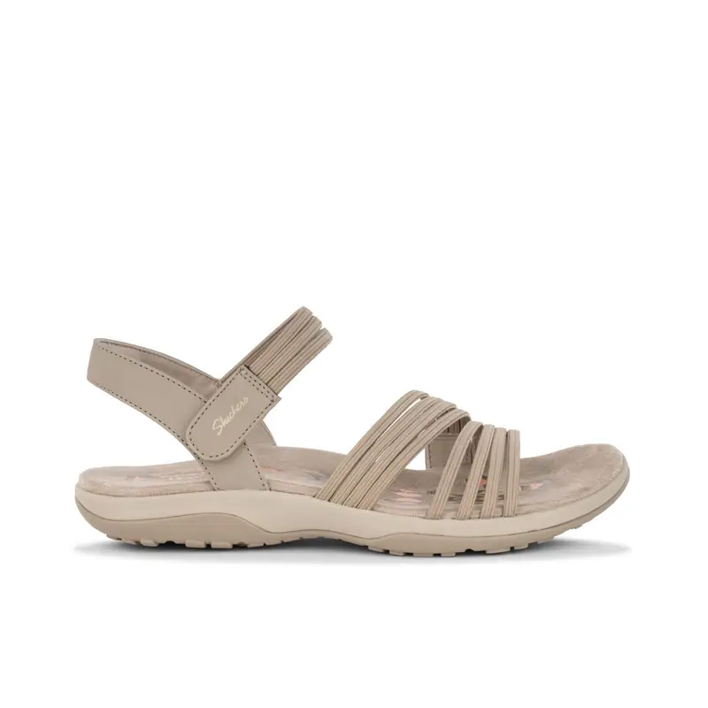 Sandali sportivi beige da donna con velcro e cinturini elasticizzati