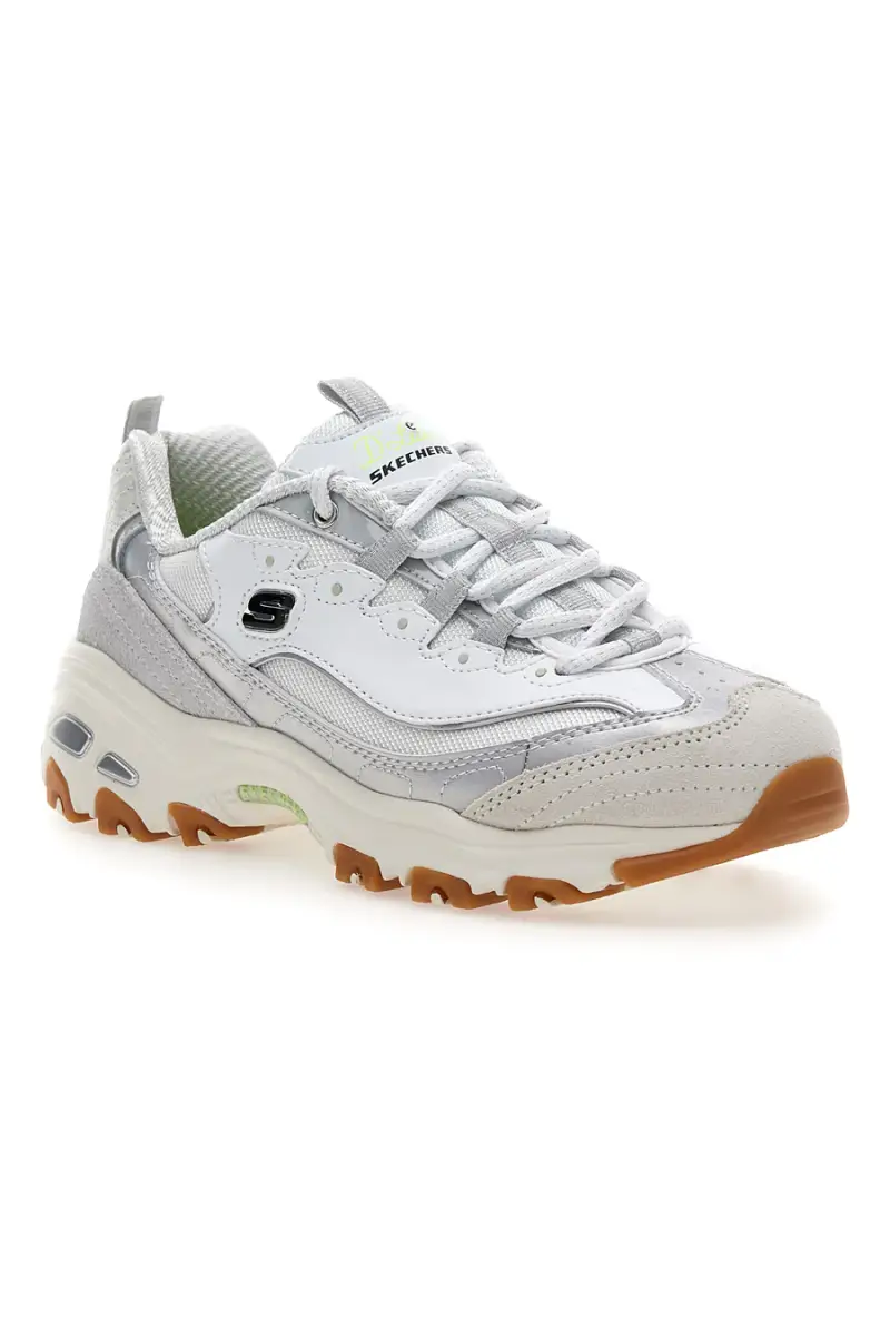 Scarpe bianche con inserti iridescenti e Memory Foam Skechers D'Lites Dazzling Shine [ARGENTO miniatura 2