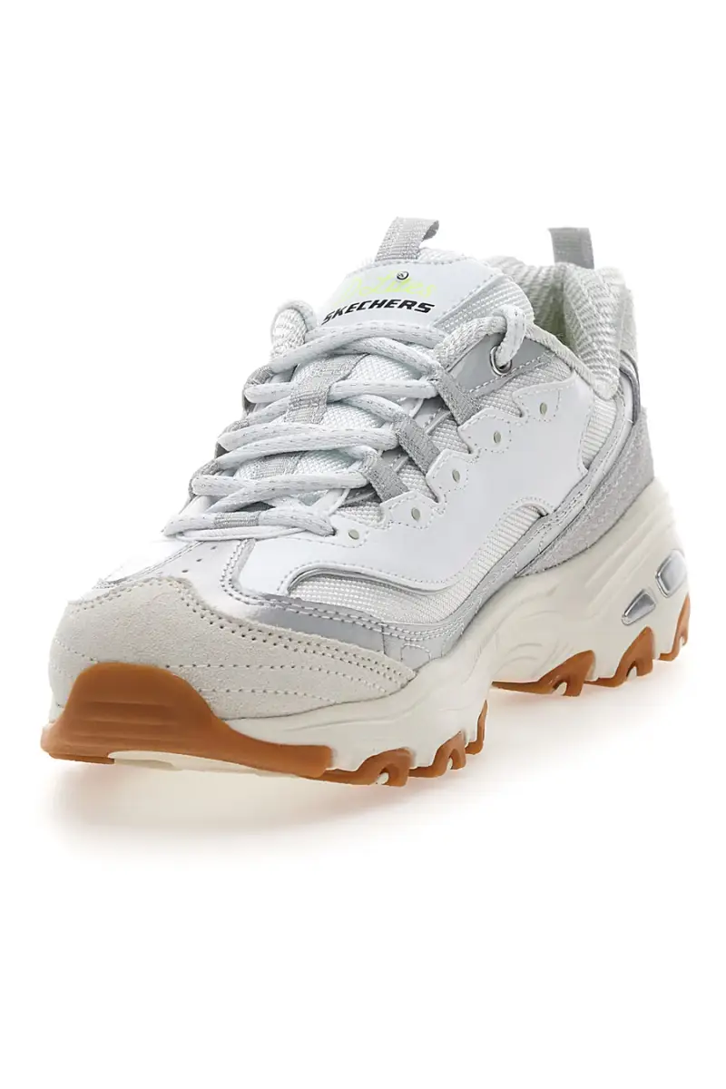 Scarpe bianche con inserti iridescenti e Memory Foam Skechers D'Lites Dazzling Shine [ARGENTO miniatura 3