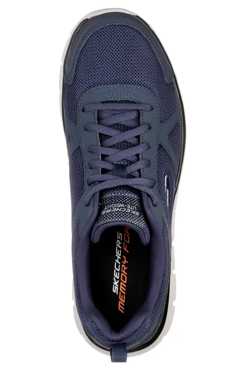 Scarpe blu in pelle e mesh con Memory Foam Skechers Track Scloric [NAVY] miniatura 5