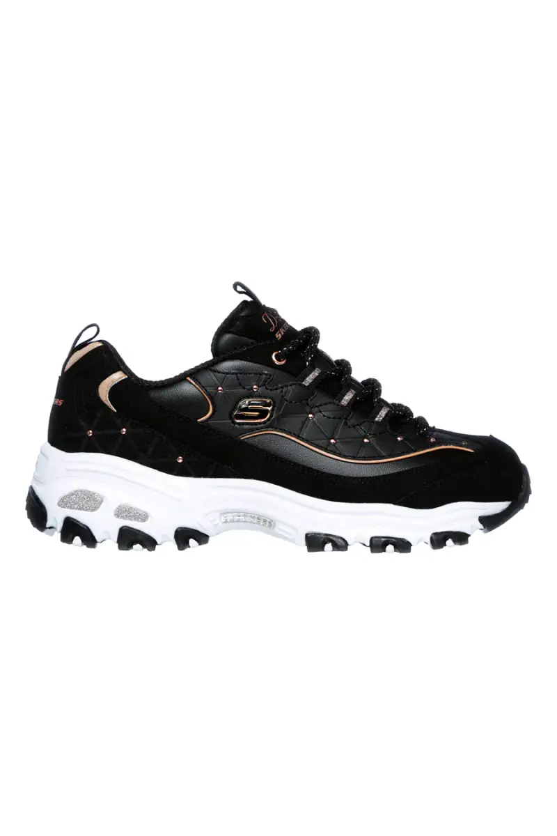 Scarpe nere chunky con borchie e Memory Foam Skechers D Lites Glamour Feels [BLACK]