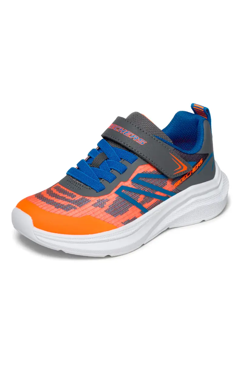 Sneaker Arancione e Grigio con strap e lacci elasticizzati Skechers Microspec Velocity [ARANCIO miniatura 2