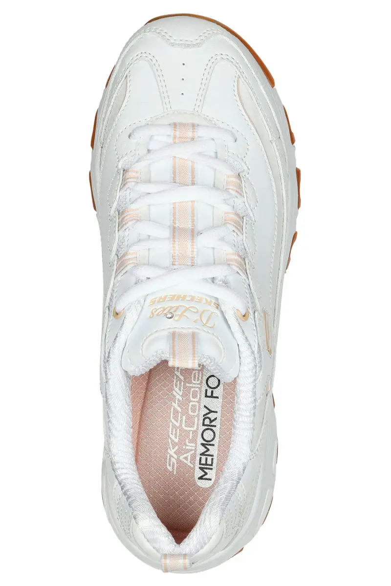 Sneaker da Donna Bianca con suola gum e Memory Foam Skechers D Lites Good Neutral [BIANCO] miniatura 5