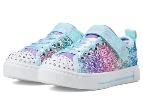 Skechers Sneaker unisex per bambini, con lustrini scintillanti, Azzurro/Multicolore, 5 Toddler miniatura 2