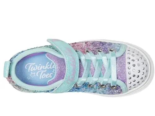 Skechers Sneaker unisex per bambini, con lustrini scintillanti, Azzurro/Multicolore, 5 Toddler miniatura 3