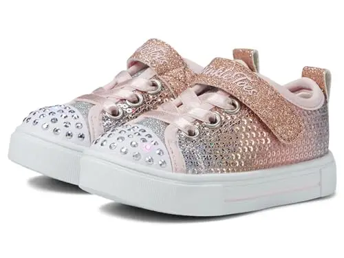 Skechers Sneaker unisex per bambini, con lustrini scintillanti, Link Rosa/Multicolore, 5 Toddler