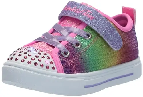 Skechers Sneaker unisex per bambini, con lustrini scintillanti, multicolore, 5 Toddler
