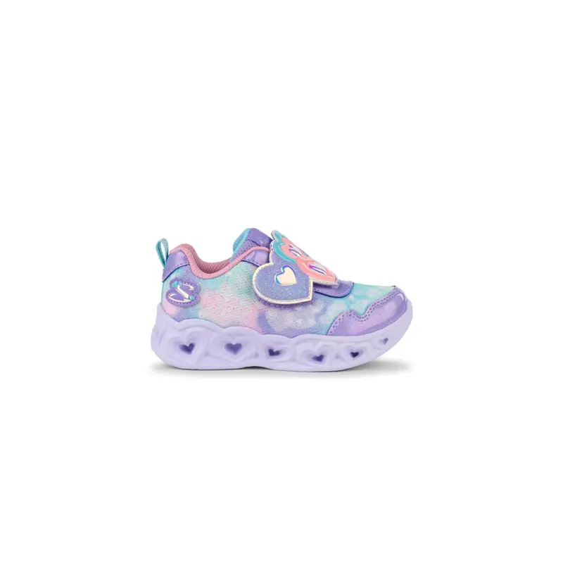 Sneakers bambina viola da ginnastica Heart Lights - Lovin Reflection con luci e velcro con cuori
