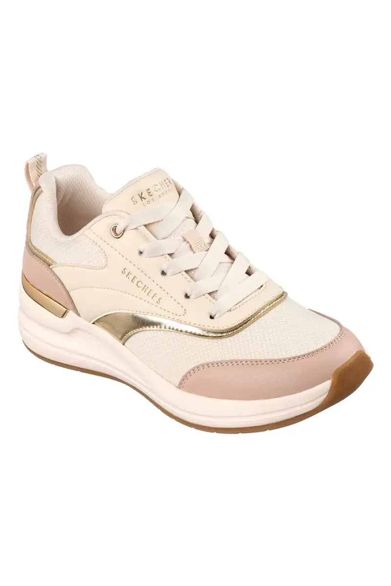 Sneakers beige con inserti gold e Memory Foam Skechers Billion 2 Monroe [BEIGE] miniatura 2