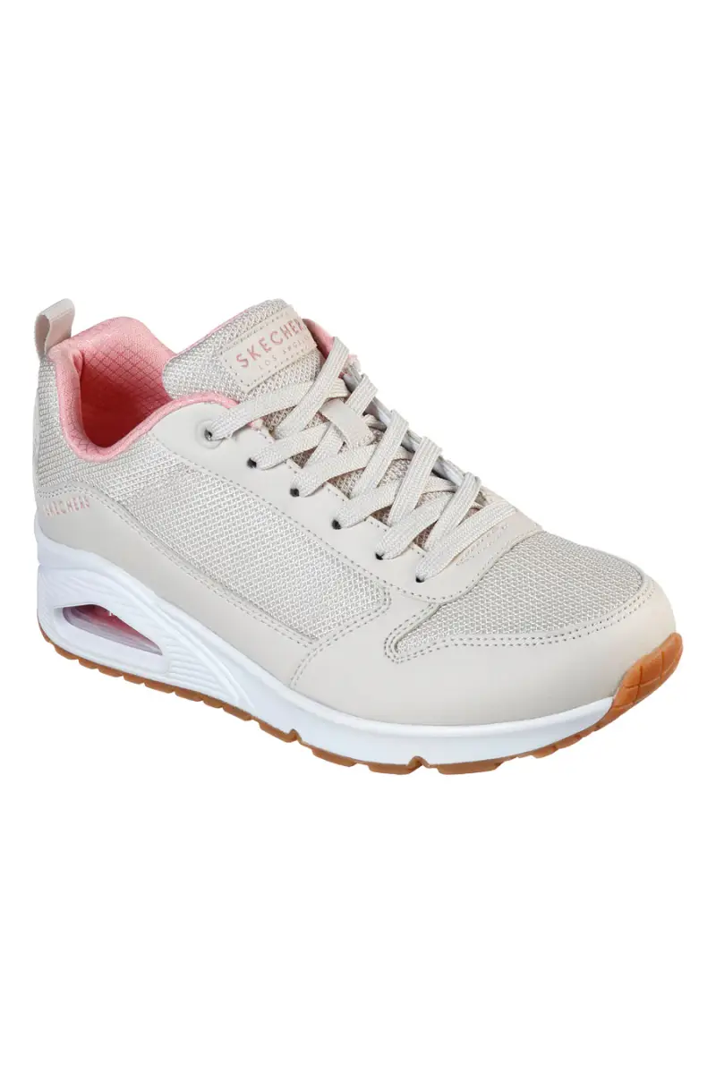 Sneakers beige con inserti in mesh e cuscinetto ad aria Skechers UNO Inside Matters [NAT] miniatura 2