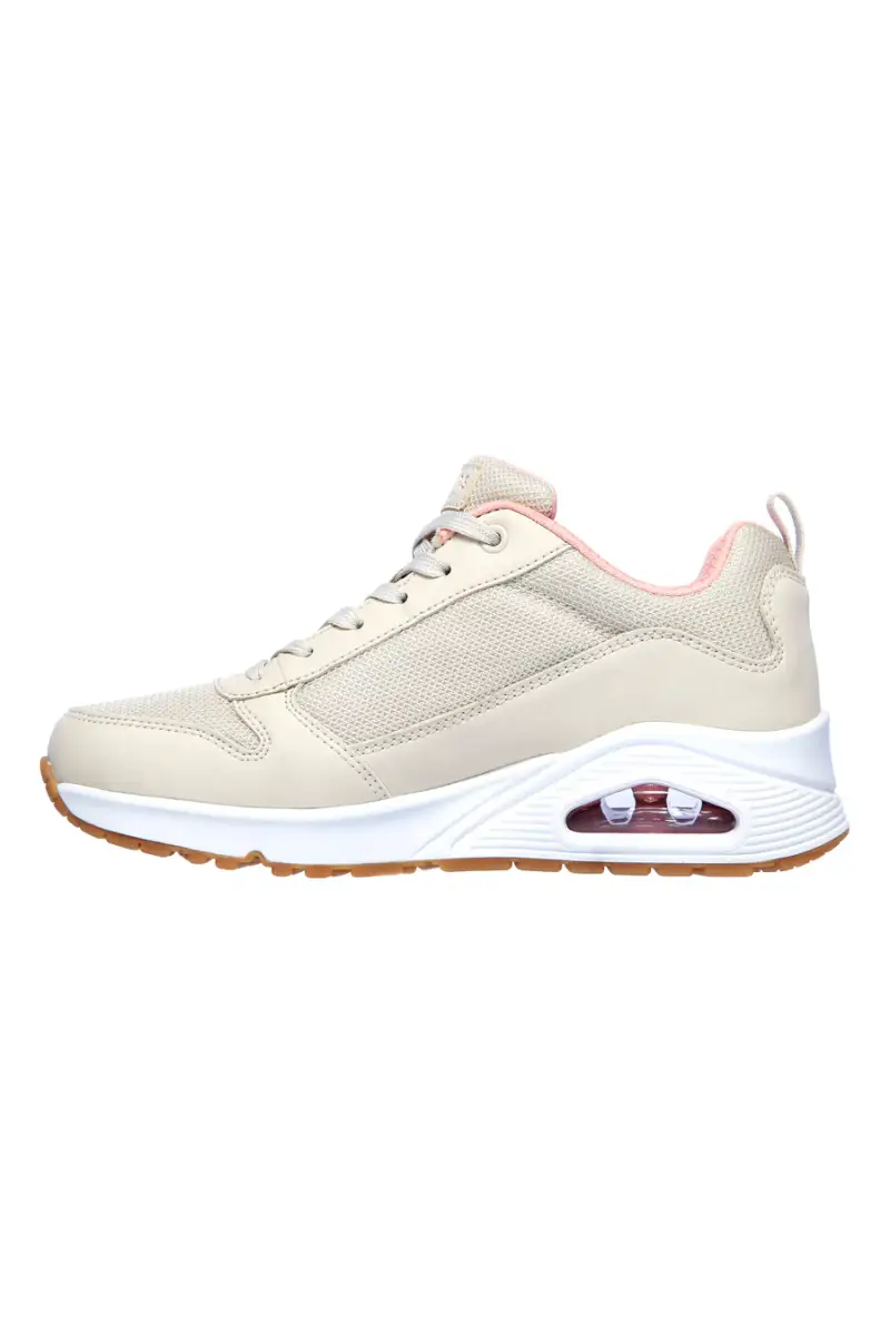 Sneakers beige con inserti in mesh e cuscinetto ad aria Skechers UNO Inside Matters [NAT] miniatura 3
