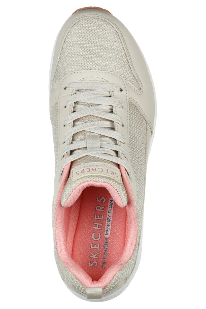 Sneakers beige con inserti in mesh e cuscinetto ad aria Skechers UNO Inside Matters [NAT] miniatura 5