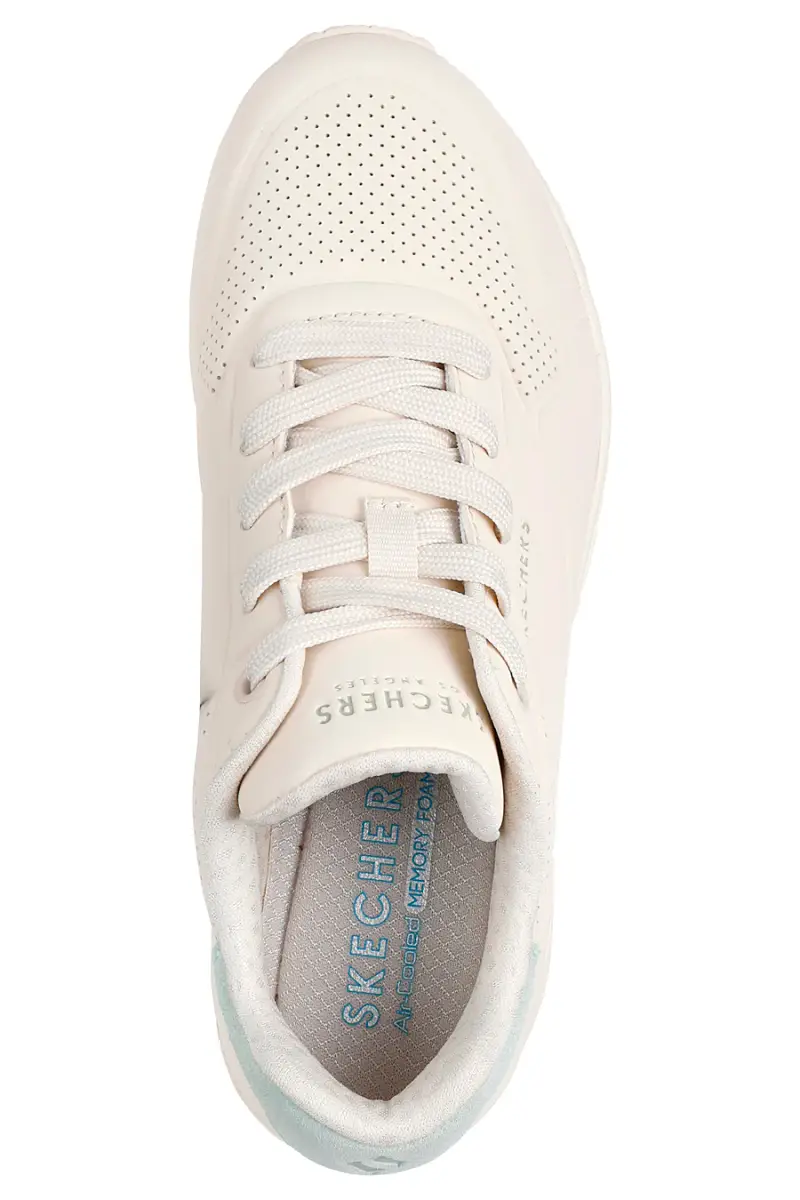 Sneakers beige con inserti verde salvia e Skech-Air Skechers Uno Pop Back [OFF WHITE] miniatura 3