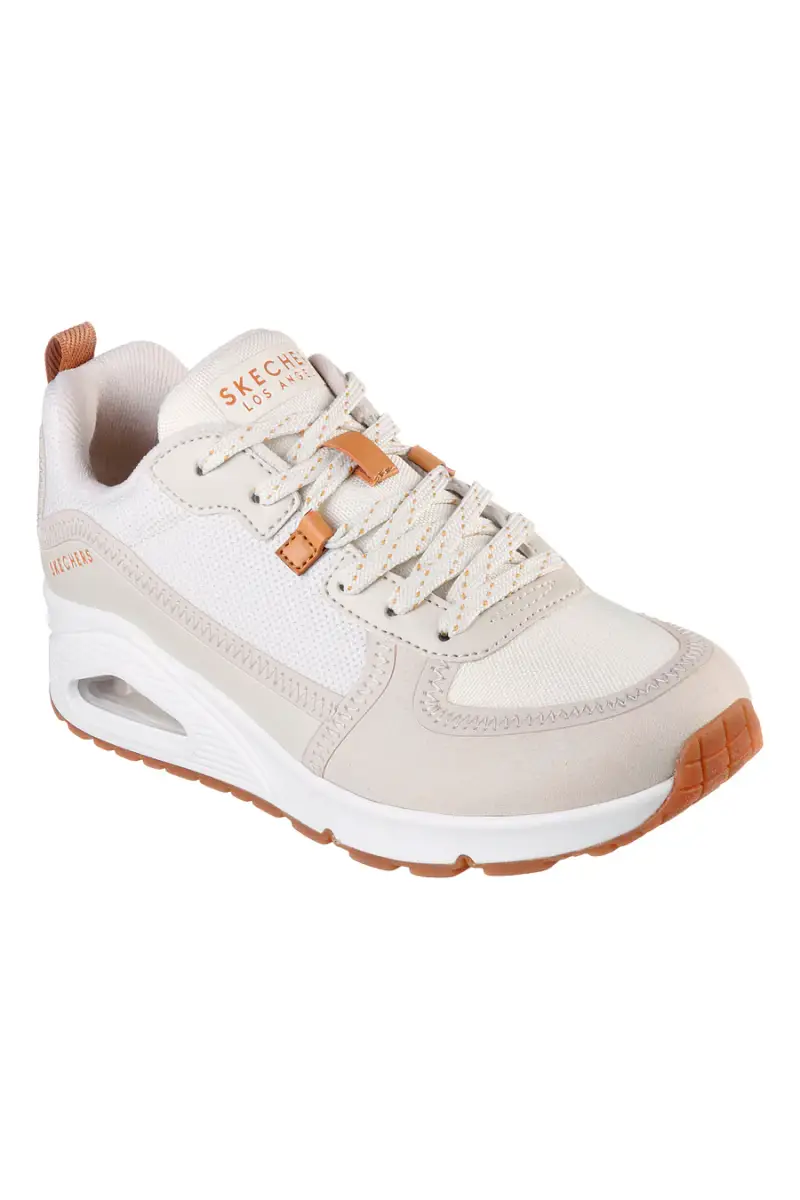 Sneakers beige con suola ad aria e Memory Foam Skechers Uno Layover [OFF WHITE] miniatura 2