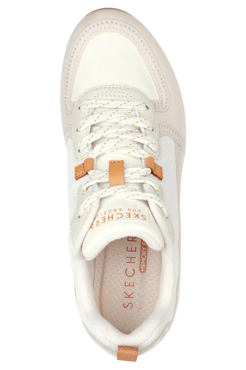 Sneakers beige con suola ad aria e Memory Foam Skechers Uno Layover [OFF WHITE] miniatura 3