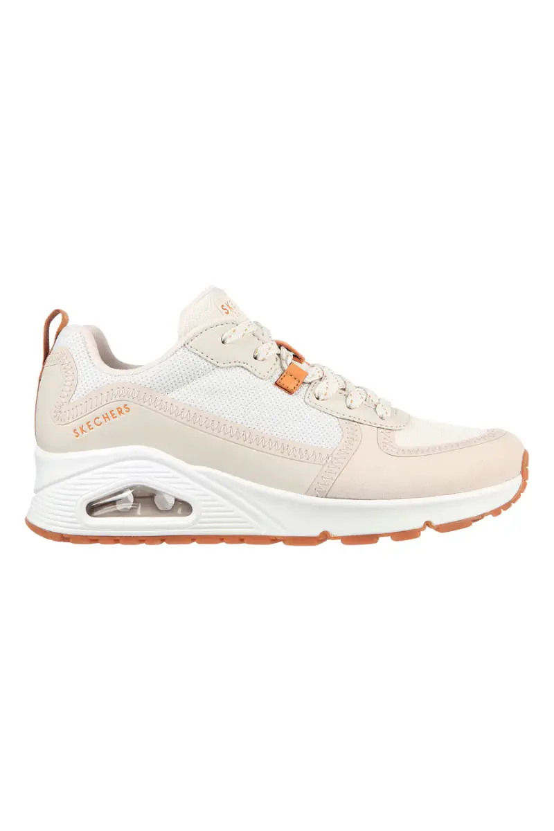 Sneakers beige con suola ad aria e Memory Foam Skechers Uno Layover [OFF WHITE]