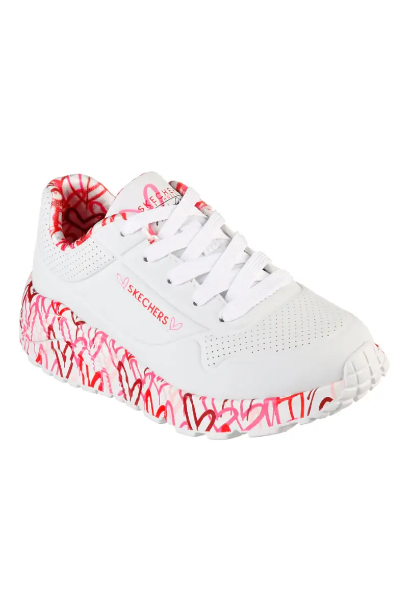 Sneakers bianche con cuori colorati UNO Lite B Lovely Luv Skechers [BIANCO miniatura 2
