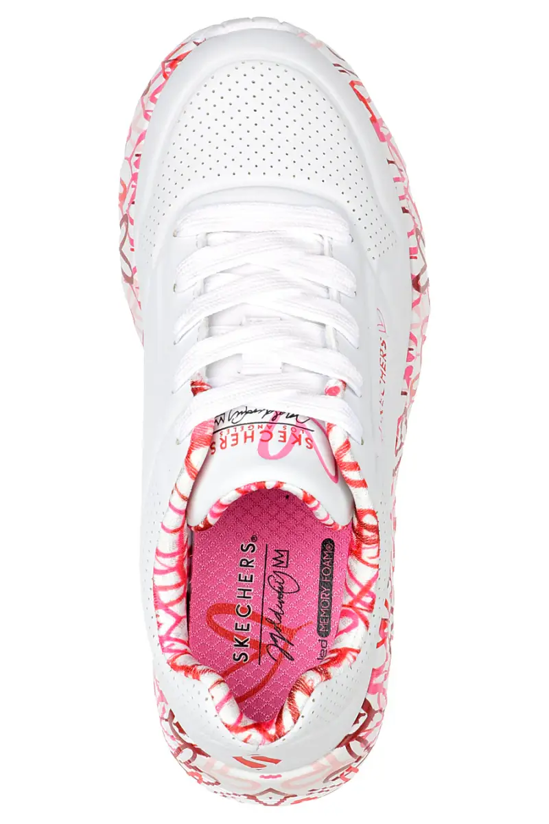 Sneakers bianche con cuori colorati UNO Lite B Lovely Luv Skechers [BIANCO miniatura 3
