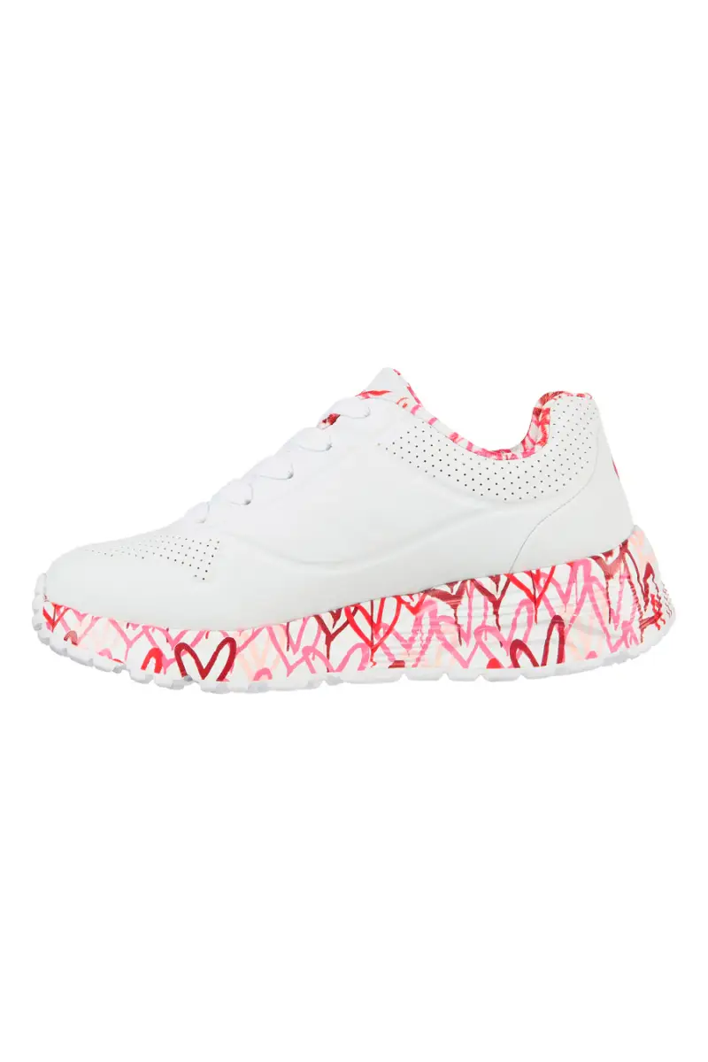 Sneakers bianche con cuori colorati UNO Lite B Lovely Luv Skechers [BIANCO miniatura 4