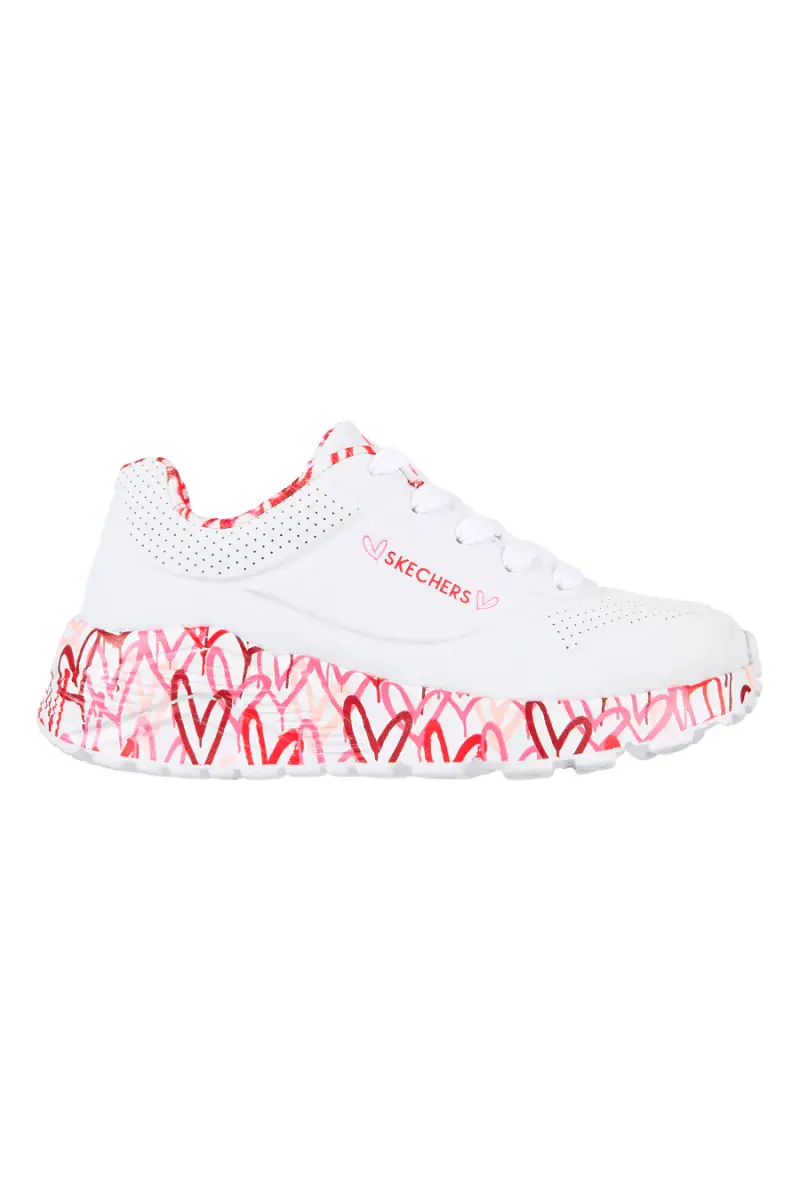 Sneakers bianche con cuori colorati UNO Lite B Lovely Luv Skechers [BIANCO