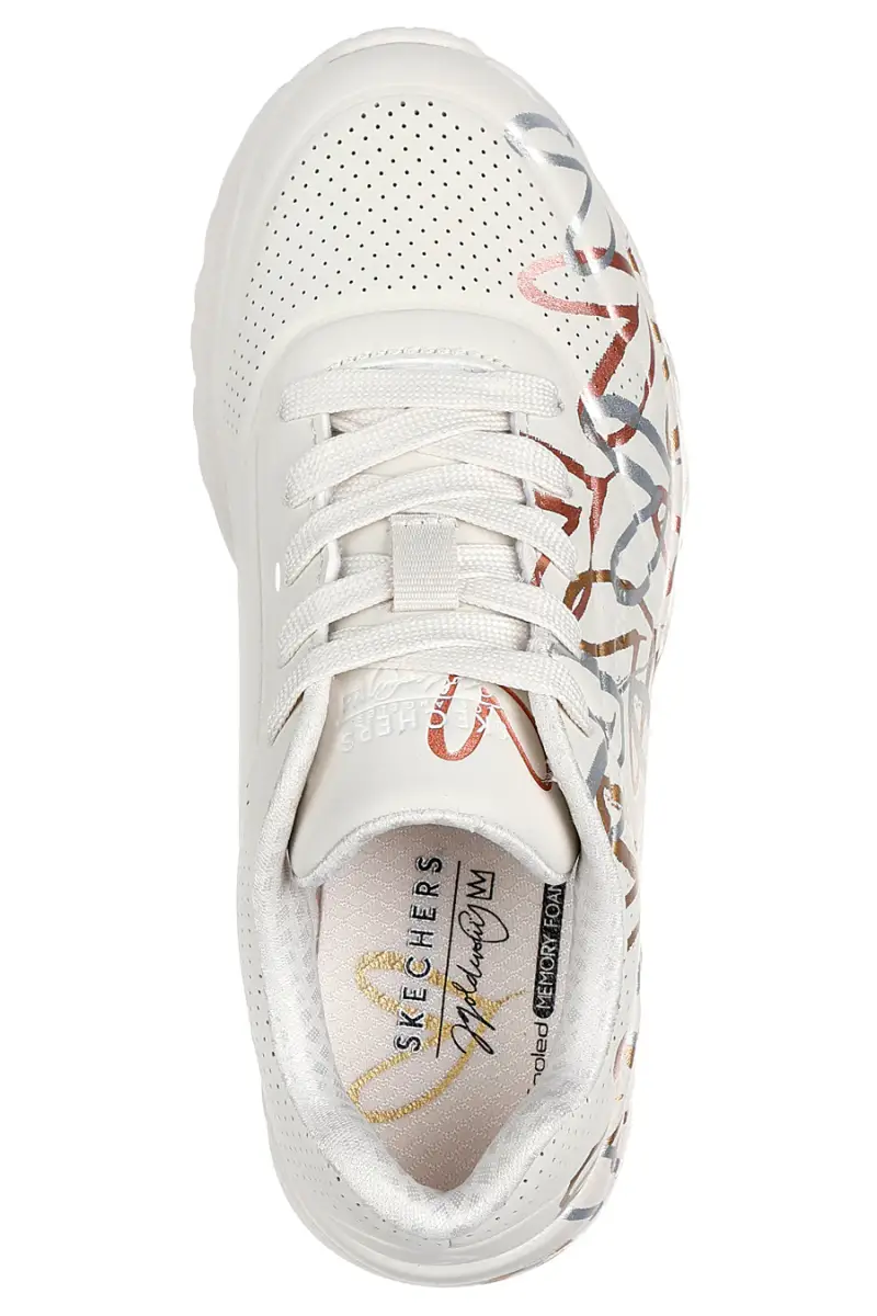 Sneakers bianche con cuori metallici Skechers Uno Lite Metallic Love [NTMT] miniatura 3