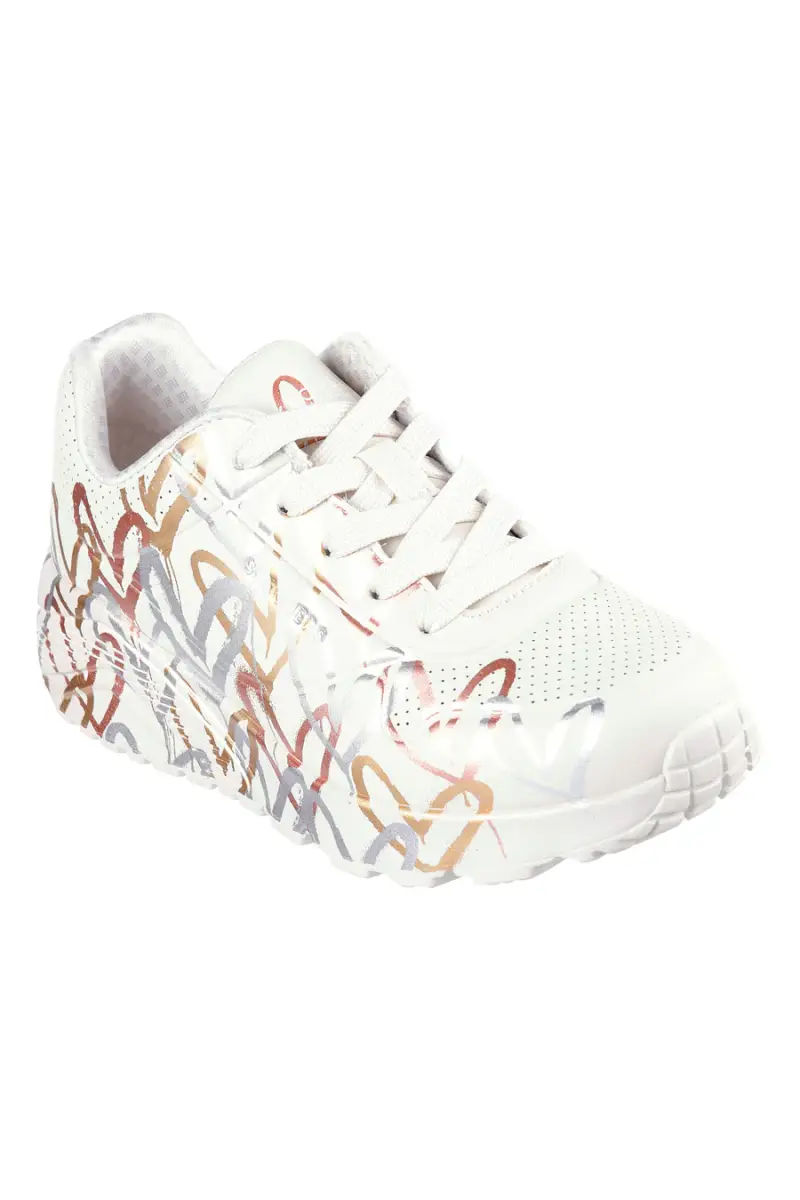 Sneakers bianche con cuori metallici Skechers Uno Lite Metallic Love [NTMT] miniatura 2