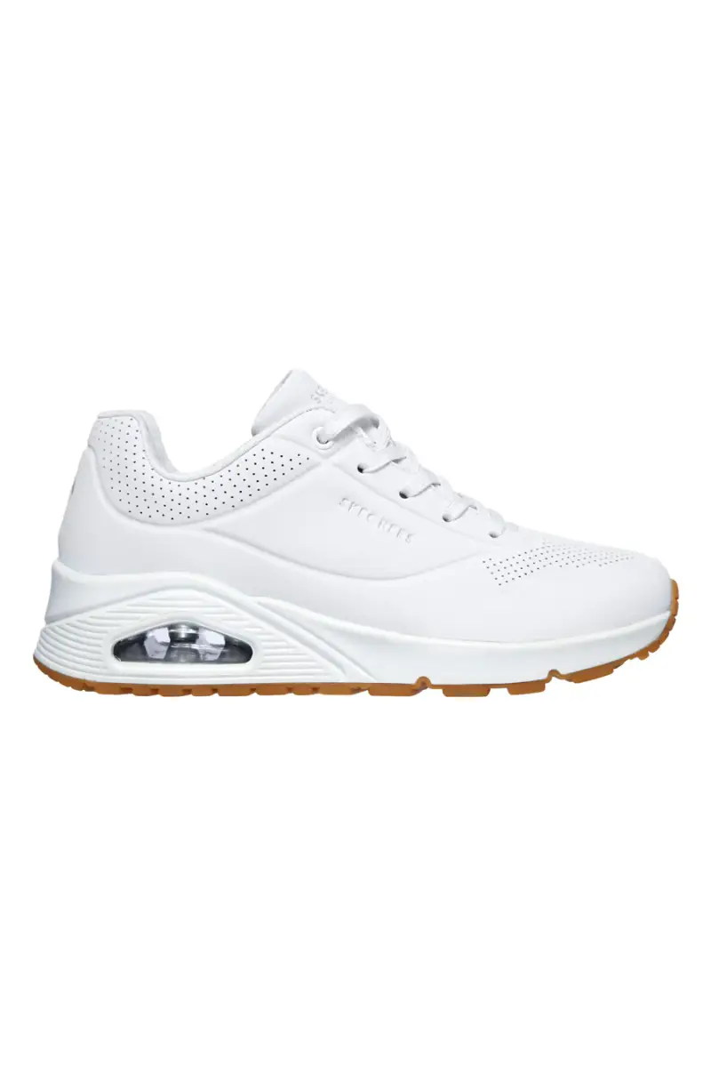 Sneakers bianche con cuscinetto ad aria e soletta memory foam Skechers UNO Stand on Air [BIANCO]