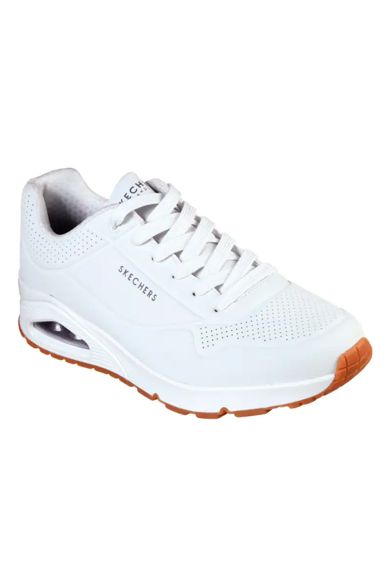 Sneakers bianche con cuscinetto ad aria e soletta memory foam Skechers UNO Stand On Air [BIANCO] miniatura 2
