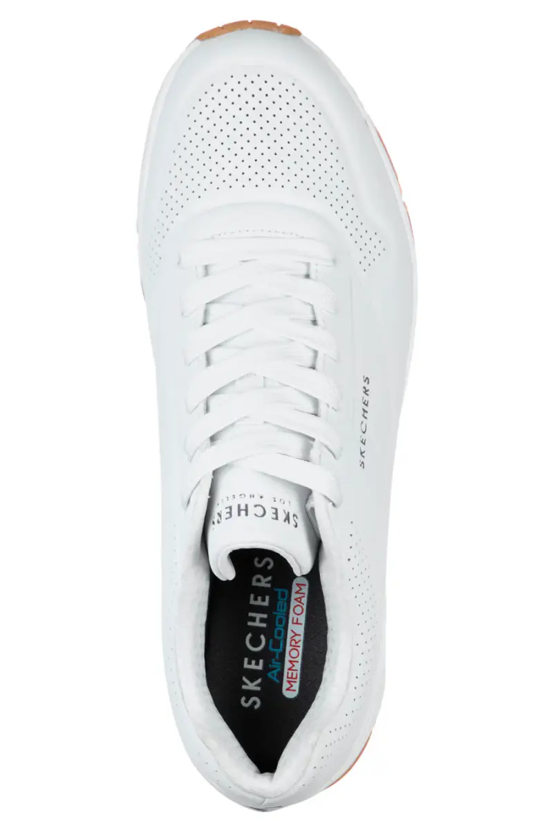 Sneakers bianche con cuscinetto ad aria e soletta memory foam Skechers UNO Stand On Air [BIANCO] miniatura 3