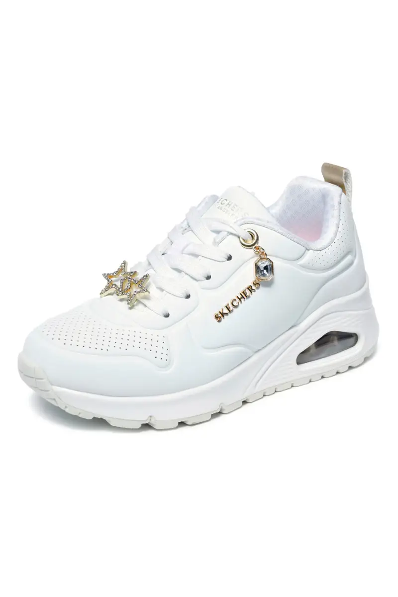 Sneakers bianche con dettagli gioiello Skechers UNO Gen1 TRENDY JEWELS ESS STREET GIRLS [BIANCO] miniatura 2