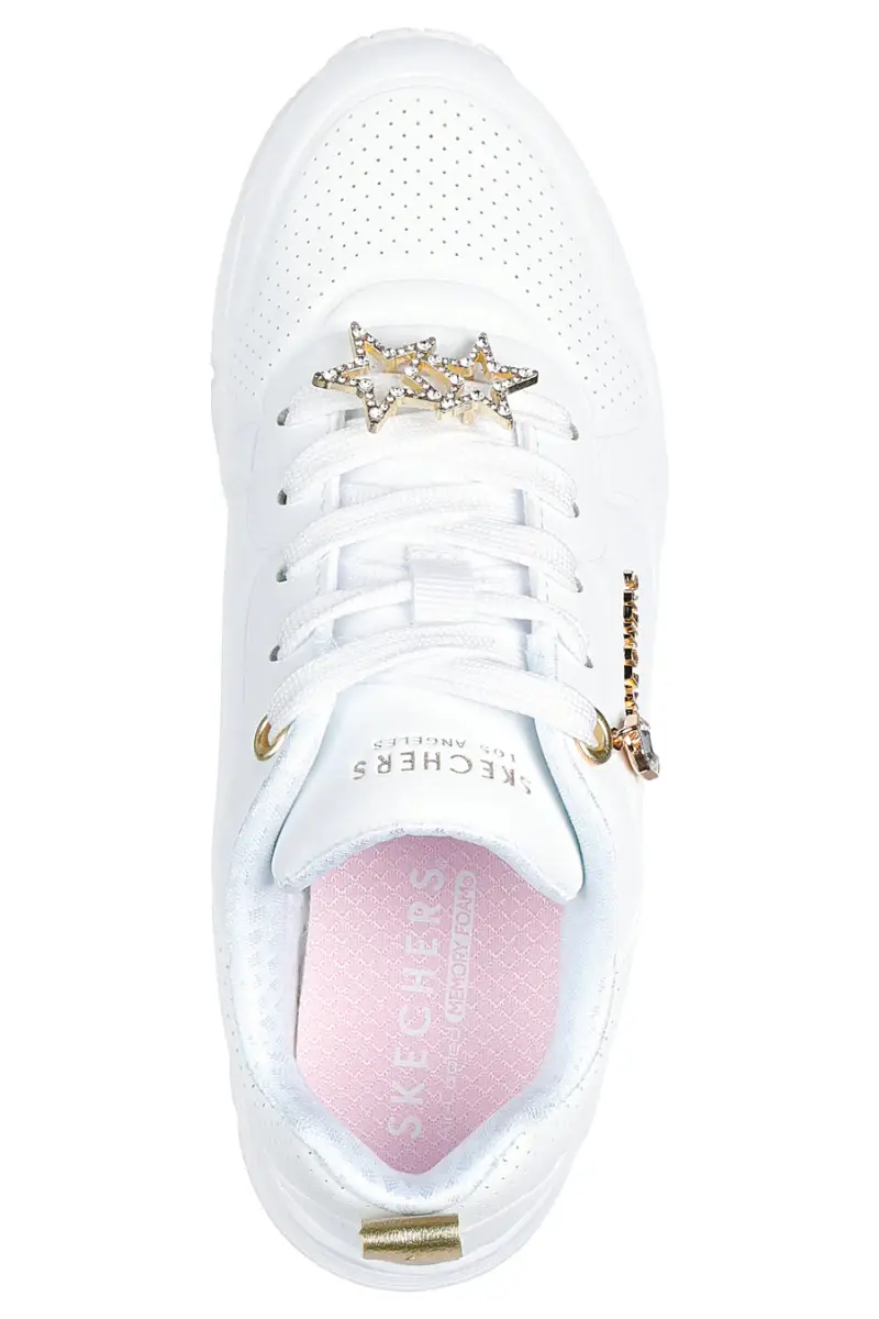 Sneakers bianche con dettagli gioiello Skechers UNO Gen1 TRENDY JEWELS ESS STREET GIRLS [BIANCO] miniatura 3
