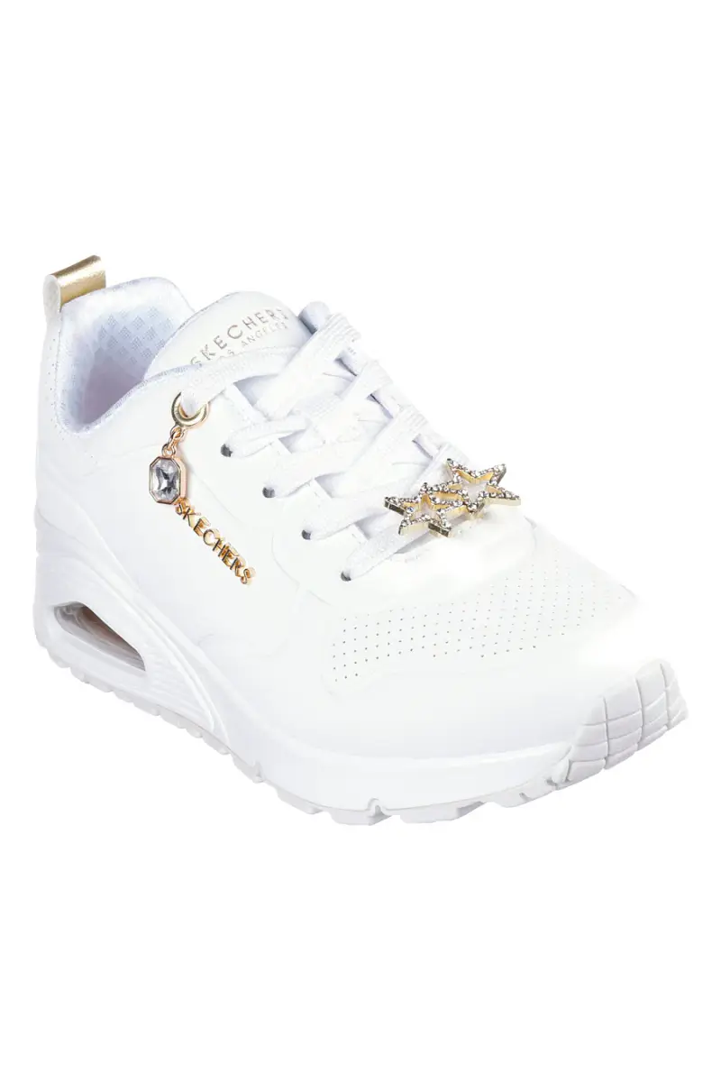 Sneakers bianche con dettagli gioiello Skechers UNO Gen1 TRENDY JEWELS ESS STREET GIRLS [BIANCO] miniatura 4