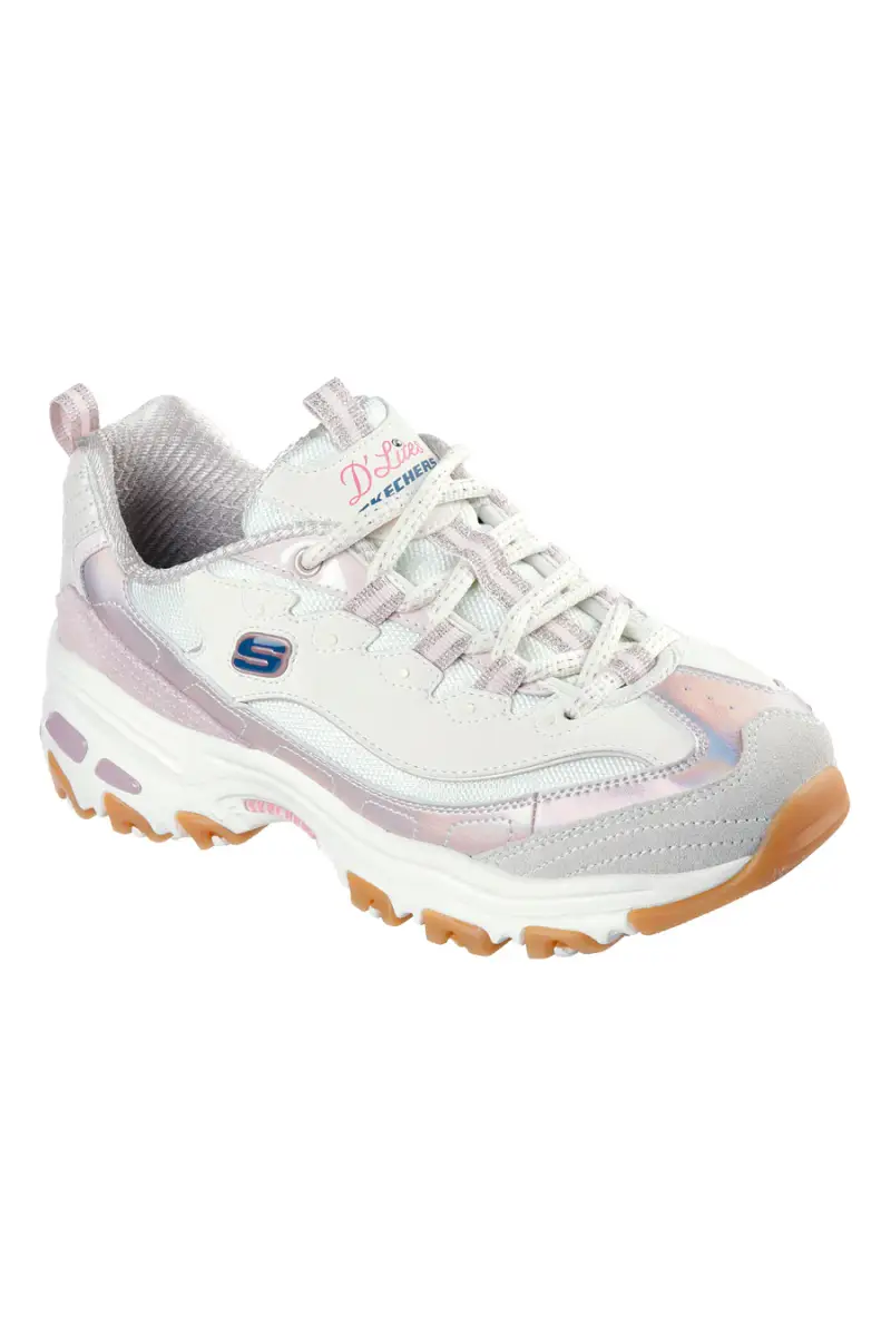 Sneakers bianche con dettagli lilla e memory foam Skechers D Lites Dazzling Shine [LITE PINK] miniatura 2